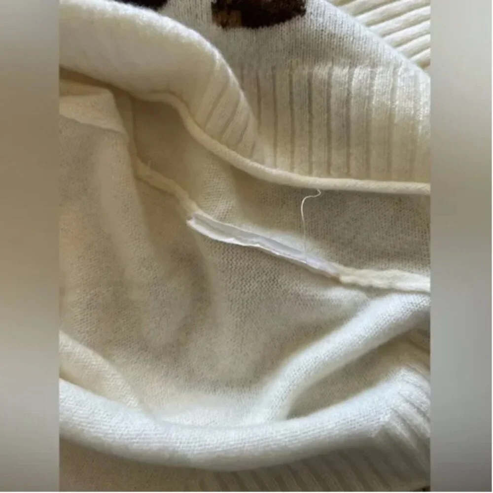 Anthropologie The Goldie Crew Neck Cashmere Blend Dog Cardigan Sweater S - Picture 10 of 10